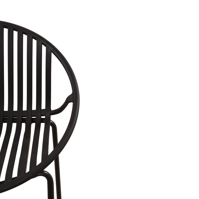 Modern Metal and Polypropylene 7-Piece Outdoor Dining Set with Stackable Chairs, Black Default -DTYStore