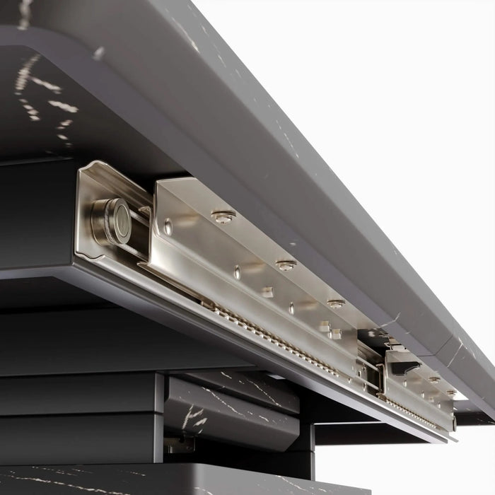 Modern Mid-Century Extendable Black Dining Table with Metal X Shape Legs, MDF Top, 62.4 to 78.15 inches Default -DTYStore