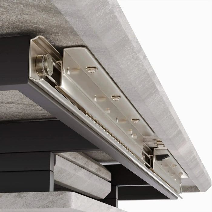 Modern Mid-Century Grey Dining Table Set with Extendable Design and Black Metal X Shape Legs Default -DTYStore