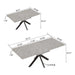 Modern Mid-Century Grey Dining Table Set with Extendable Design and Black Metal X Shape Legs Default -DTYStore