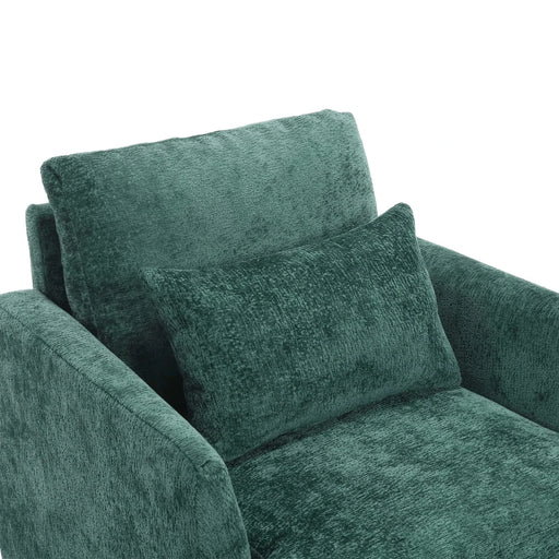 Modern Mid Century Wood Frame Armchair with Tufted Design in Emerald Chenille Default -DTYStore
