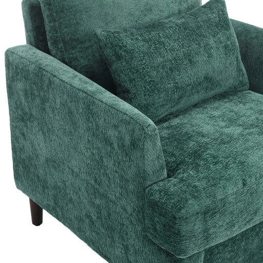 Modern Mid Century Wood Frame Armchair with Tufted Design in Emerald Chenille Default -DTYStore