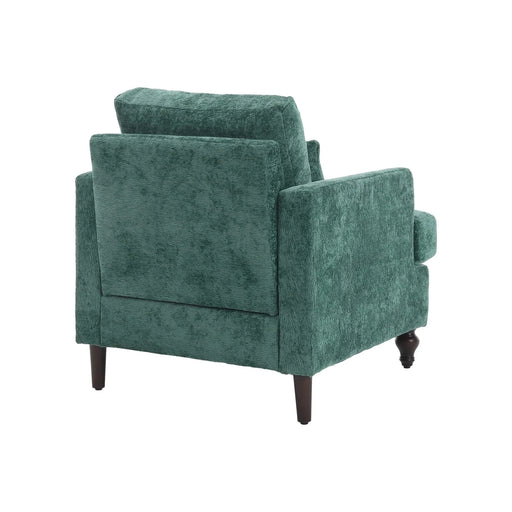 Modern Mid Century Wood Frame Armchair with Tufted Design in Emerald Chenille Default -DTYStore