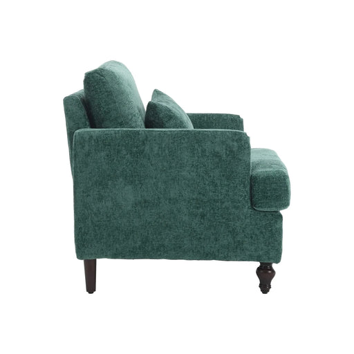 Modern Mid Century Wood Frame Armchair with Tufted Design in Emerald Chenille Default -DTYStore
