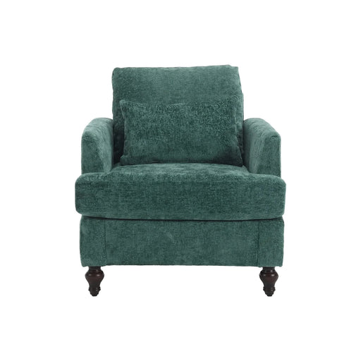 Modern Mid Century Wood Frame Armchair with Tufted Design in Emerald Chenille Default -DTYStore