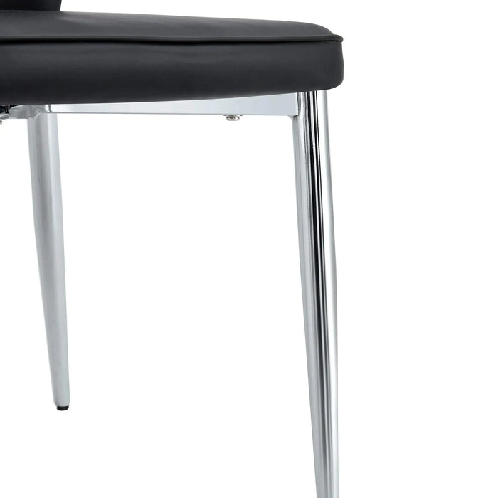 Modern Middle Ages Style Black Dining Chairs with PU Cushions and Silver Metal Legs Default -DTYStore