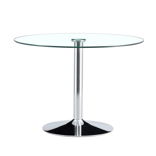 Modern Minimalist Circular Dining Table with Glass Top and Electroplated Silver Metal Legs for Restaurants and Living Rooms Default -DTYStore