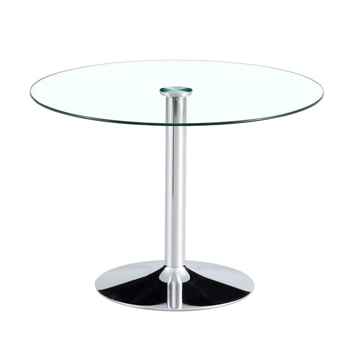Modern Minimalist Circular Dining Table with Glass Top and Electroplated Silver Metal Legs for Restaurants and Living Rooms Default -DTYStore