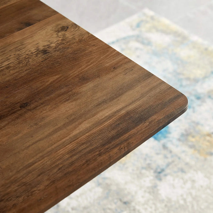 Modern Minimalist Dining Table with MDF Wooden Top and Black Metal Legs Default -DTYStore