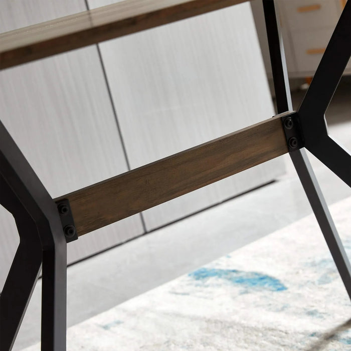 Modern Minimalist Dining Table with MDF Wooden Top and Black Metal Legs Default -DTYStore