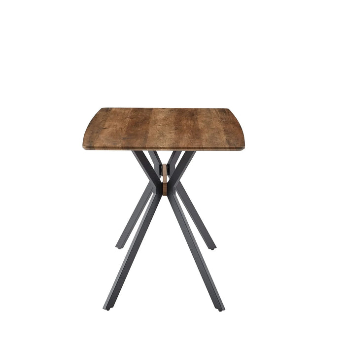 Modern Minimalist Dining Table with MDF Wooden Top and Black Metal Legs Default -DTYStore