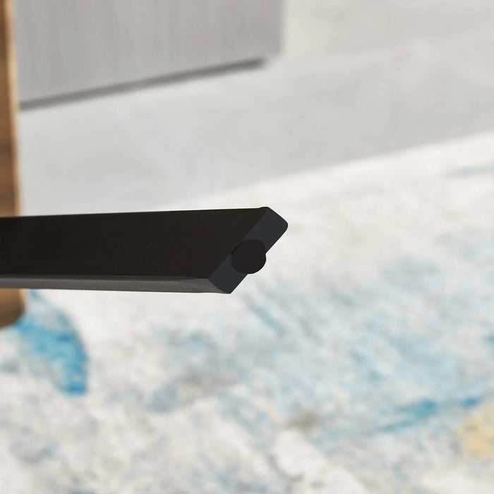 Modern Minimalist Dining Table with MDF Wooden Top and Black Metal Legs Default -DTYStore