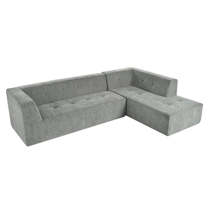 Modern Minimalist L-Shaped Modular Sofa Set Light Gray Chenille 112.2*74' Default -DTYStore
