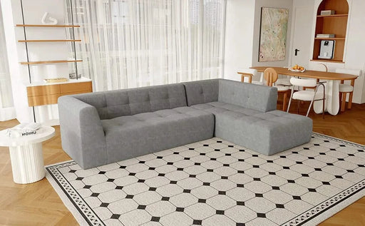 Modern Minimalist L-Shaped Modular Sofa Set Light Gray Chenille 112.2*74' Default -DTYStore
