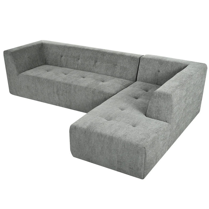 Modern Minimalist L-Shaped Modular Sofa Set Light Gray Chenille 112.2*74' Default -DTYStore