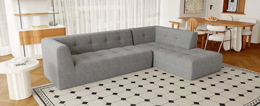 Modern Minimalist L-Shaped Modular Sofa Set Light Gray Chenille 112.2*74' Default -DTYStore