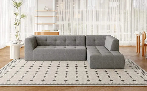 Modern Minimalist L-Shaped Modular Sofa Set Light Gray Chenille 112.2*74' Default -DTYStore