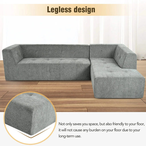 Modern Minimalist L-Shaped Modular Sofa Set Light Gray Chenille 112.2*74' Default -DTYStore