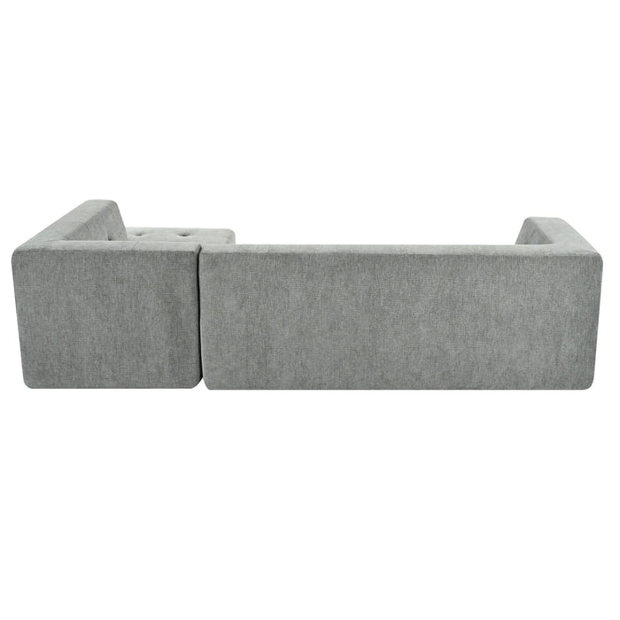 Modern Minimalist L-Shaped Modular Sofa Set Light Gray Chenille 112.2*74' Default -DTYStore