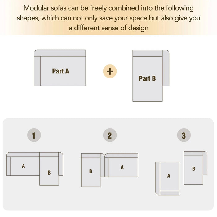 Modern Minimalist L-Shaped Modular Sofa Set Light Gray Chenille 112.2*74' Default -DTYStore