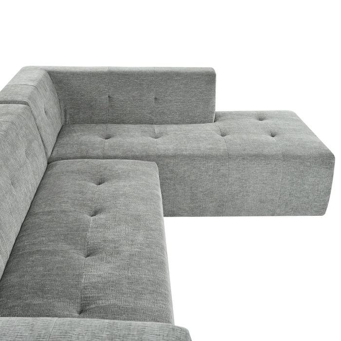 Modern Minimalist L-Shaped Modular Sofa Set Light Gray Chenille 112.2*74' Default -DTYStore