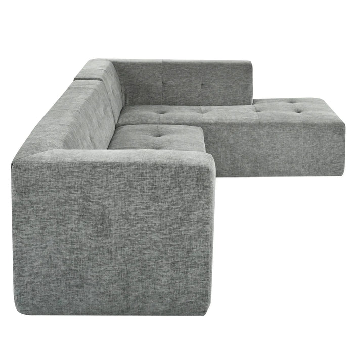 Modern Minimalist L-Shaped Modular Sofa Set Light Gray Chenille 112.2*74' Default -DTYStore