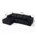 Modern Minimalist Modular Sectional Sofa, L-Shape Upholstered Cloud Couch with Deep Seats, Right Facing Chaise for Living Room - Black Fabric Default -DTYStore