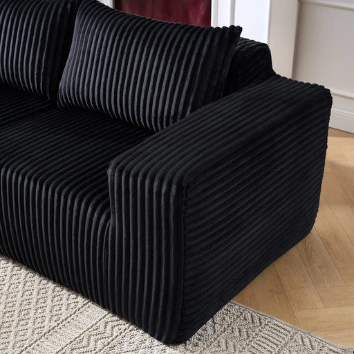 Modern Minimalist Modular Sectional Sofa, L-Shape Upholstered Cloud Couch with Deep Seats, Right Facing Chaise for Living Room - Black Fabric Default -DTYStore