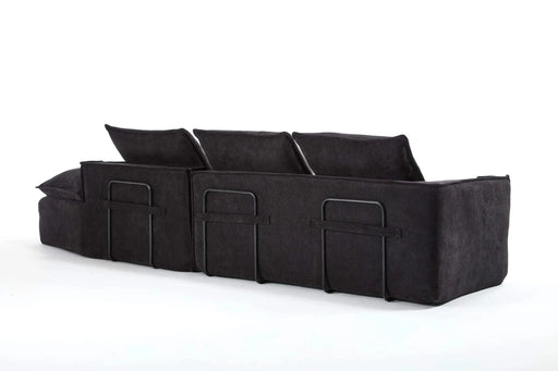 Modern Minimalist Modular Sectional Sofa with Deep Seats and Right Facing Chaise, Black Upholstered Fabric Default -DTYStore