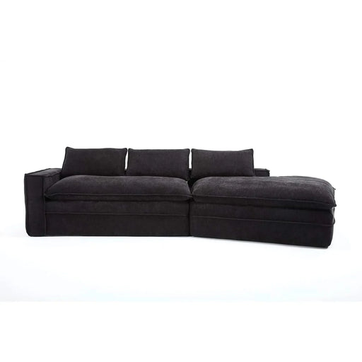 Modern Minimalist Modular Sectional Sofa with Deep Seats and Right Facing Chaise, Black Upholstered Fabric Default -DTYStore