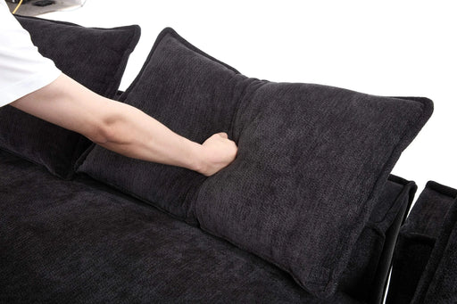 Modern Minimalist Modular Sectional Sofa with Deep Seats and Right Facing Chaise, Black Upholstered Fabric Default -DTYStore