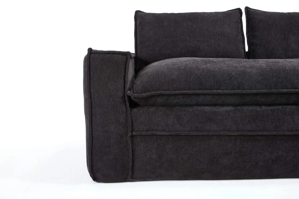 Modern Minimalist Modular Sectional Sofa with Deep Seats and Right Facing Chaise, Black Upholstered Fabric Default -DTYStore