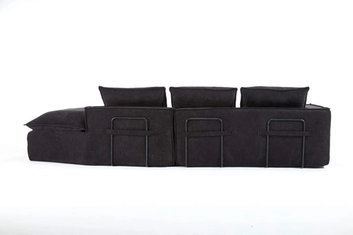 Modern Minimalist Modular Sectional Sofa with Deep Seats and Right Facing Chaise, Black Upholstered Fabric Default -DTYStore