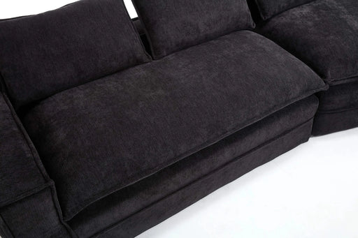 Modern Minimalist Modular Sectional Sofa with Deep Seats and Right Facing Chaise, Black Upholstered Fabric Default -DTYStore