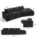 Modern Minimalist Modular Sectional Sofa with Deep Seats and Right Facing Chaise, Black Upholstered Fabric Default -DTYStore