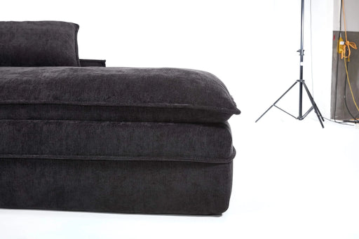 Modern Minimalist Modular Sectional Sofa with Deep Seats and Right Facing Chaise, Black Upholstered Fabric Default -DTYStore