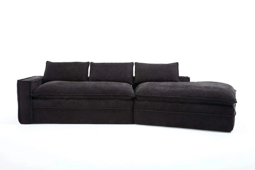 Modern Minimalist Modular Sectional Sofa with Deep Seats and Right Facing Chaise, Black Upholstered Fabric Default -DTYStore