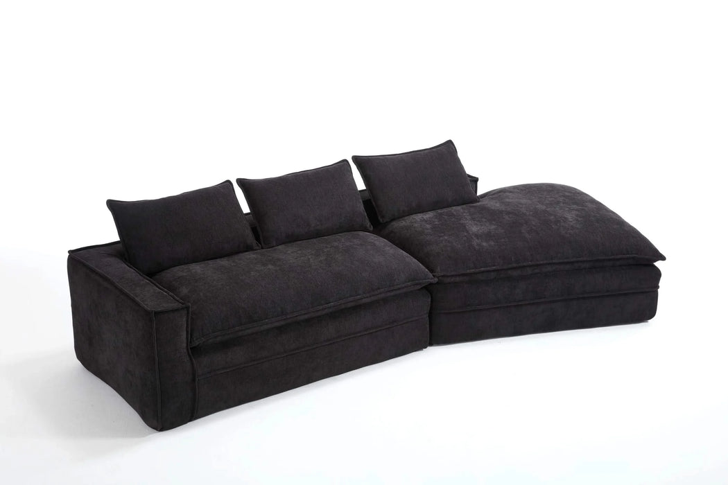Modern Minimalist Modular Sectional Sofa with Deep Seats and Right Facing Chaise, Black Upholstered Fabric Default -DTYStore