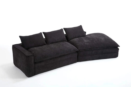 Modern Minimalist Modular Sectional Sofa with Deep Seats and Right Facing Chaise, Black Upholstered Fabric Default -DTYStore