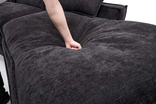 Modern Minimalist Modular Sectional Sofa with Deep Seats and Right Facing Chaise, Black Upholstered Fabric Default -DTYStore