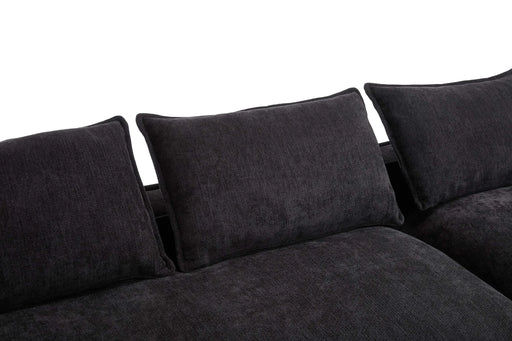 Modern Minimalist Modular Sectional Sofa with Deep Seats and Right Facing Chaise, Black Upholstered Fabric Default -DTYStore
