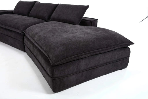 Modern Minimalist Modular Sectional Sofa with Deep Seats and Right Facing Chaise, Black Upholstered Fabric Default -DTYStore