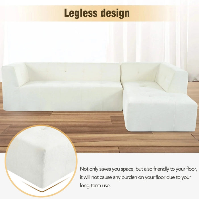 Modern Minimalist Modular Sofa Set with Upholstered Chenille, L-Shaped, Beige, 112.2*74 Inches Default -DTYStore
