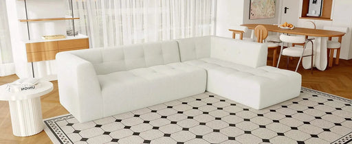 Modern Minimalist Modular Sofa Set with Upholstered Chenille, L-Shaped, Beige, 112.2*74 Inches Default -DTYStore