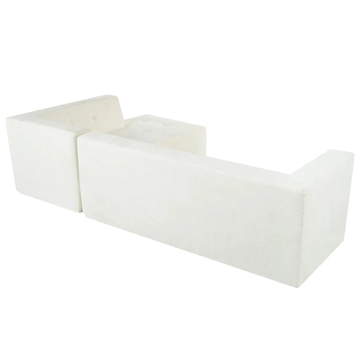 Modern Minimalist Modular Sofa Set with Upholstered Chenille, L-Shaped, Beige, 112.2*74 Inches Default -DTYStore