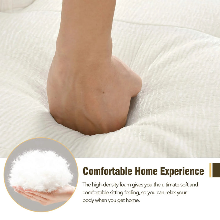 Modern Minimalist Modular Sofa Set with Upholstered Chenille, L-Shaped, Beige, 112.2*74 Inches Default -DTYStore