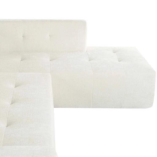 Modern Minimalist Modular Sofa Set with Upholstered Chenille, L-Shaped, Beige, 112.2*74 Inches Default -DTYStore