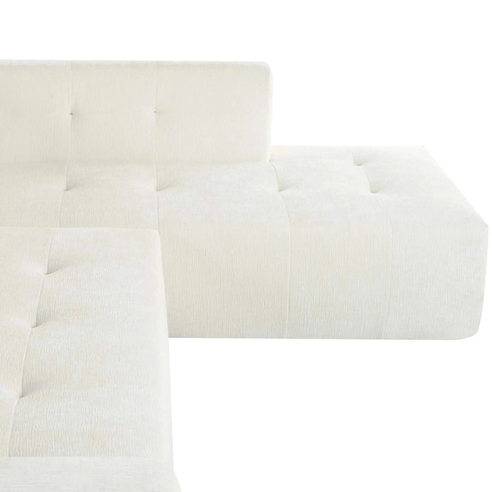 Modern Minimalist Modular Sofa Set with Upholstered Chenille, L-Shaped, Beige, 112.2*74 Inches Default -DTYStore