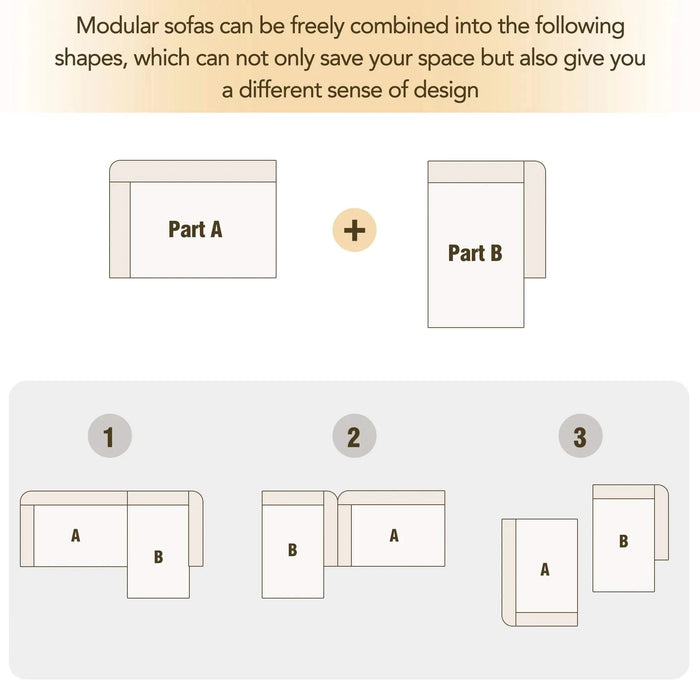 Modern Minimalist Modular Sofa Set with Upholstered Chenille, L-Shaped, Beige, 112.2*74 Inches Default -DTYStore