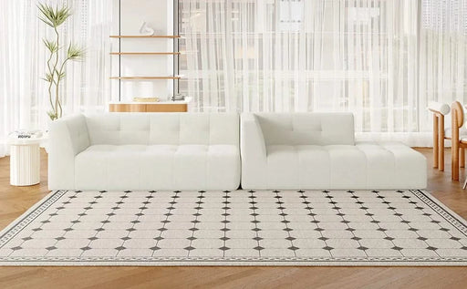 Modern Minimalist Modular Sofa Set with Upholstered Chenille, L-Shaped, Beige, 112.2*74 Inches Default -DTYStore